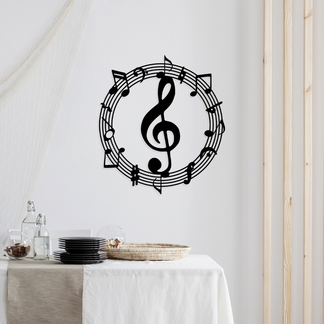 Decoratiune de perete, Musical 2, Dimensiune: 63 x 70 cm, Negru - imagine 6